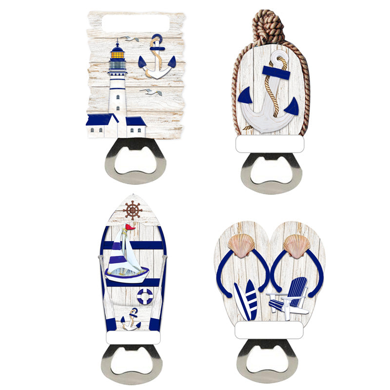 Nautical Blue & White Magnetic Bottle Opener