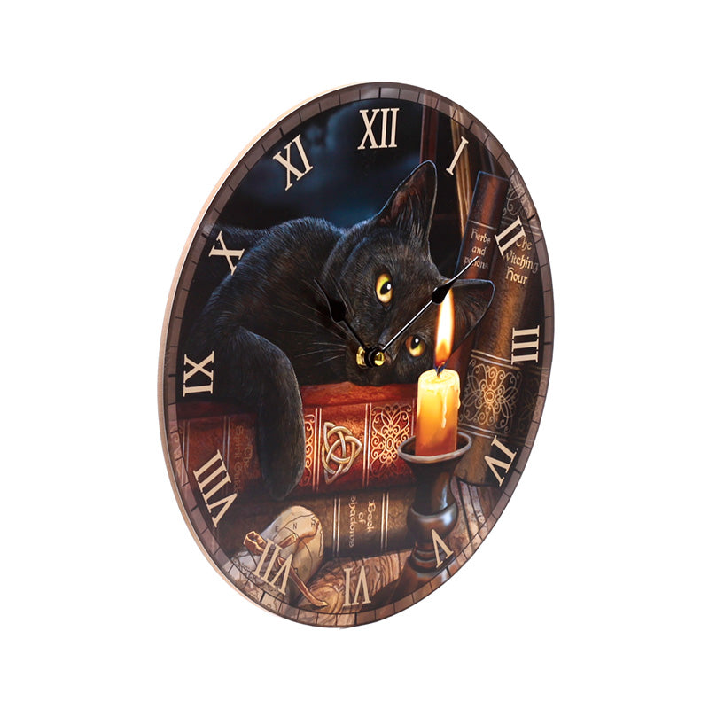 Close-up of Lisa Parker Witching Hour Cats Wall Clock design