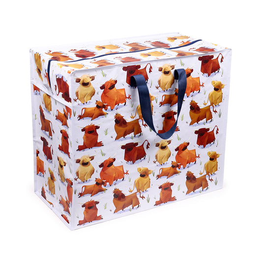 Hairy Coos Highland Coo Laundry & Storage Bag - Front View