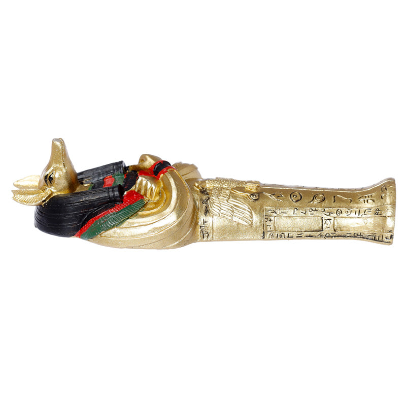 Gold Egyptian Anubis Sarcophagus Trinket Box with Mummy