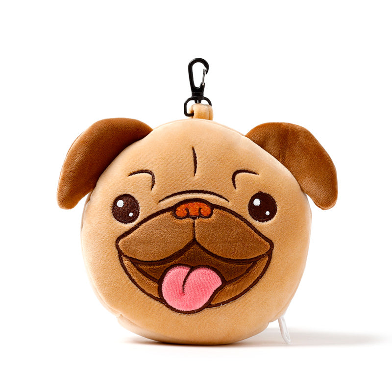 Comfortable travel pillow with pug design