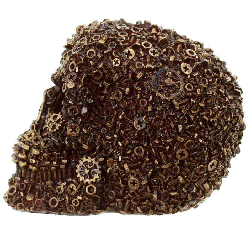 Gothic Collectable Nuts and Bolts Skull Decoration on display