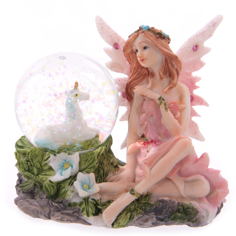 Whimsical Glitter Flower Fairy Waterball Ornament