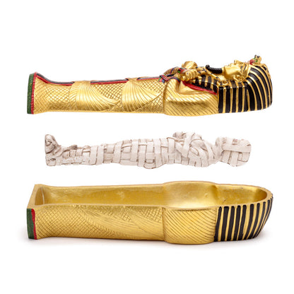 Intricate detailing of Gold Egyptian Sarcophagus Trinket Box