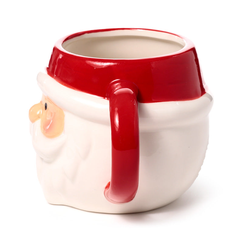 Festive ceramic mug shaped like Santa's head
