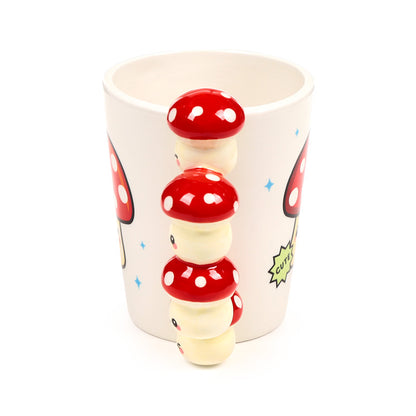 Charming mushroom shaped handle mug