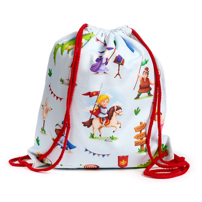 Knights & Dragons Drawstring Canvas Bag front view