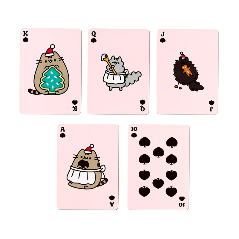 Christmas-themed playing cards with Pusheen the Cat