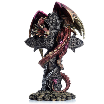 Intricate detailing of Dark Legends Celtic Cross Dragon