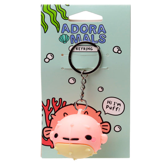 Adoramals Puff the Puffer Fish 3D PVC Keyring - Front View