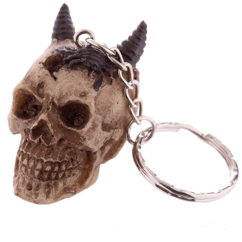 Celtic Skull Head Keyring displayed with keys