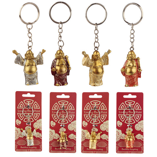 Lucky Buddha Novelty Keyring - front view