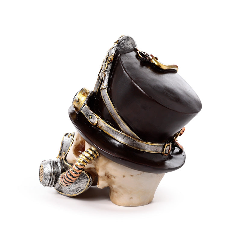 Stylish top hat on steampunk skull ornament
