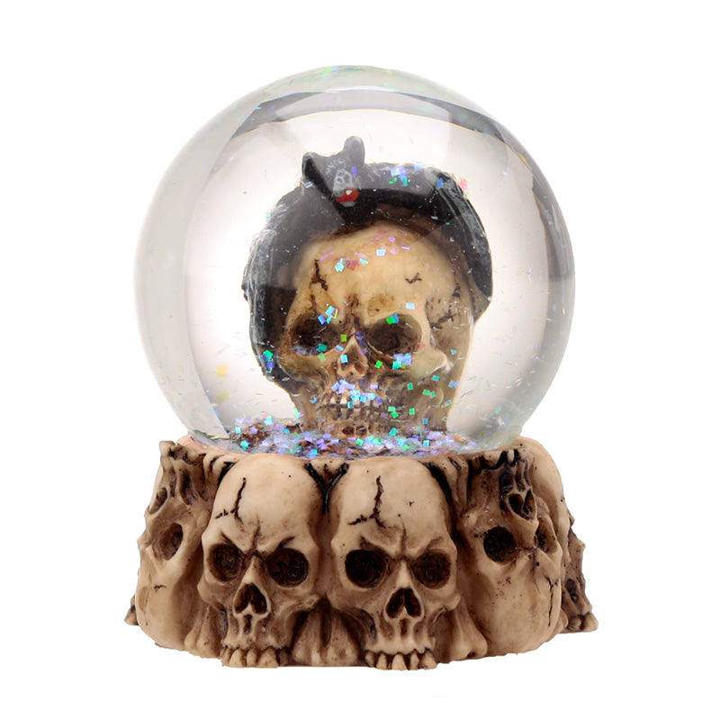 Close-up of Gothic Skull Snow Globe Design