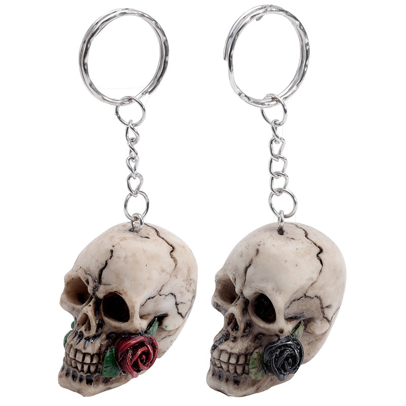 Skulls and Roses Novelty Keyring with intricate design