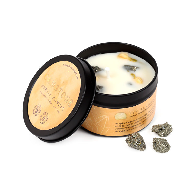 Beautifully crafted Wax Candle Tin with gemstones