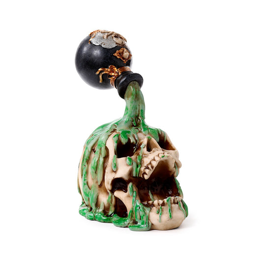 Screaming Skull Decorative Ornament with Green Potion
