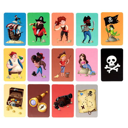 Pirate-themed memory game cards for children