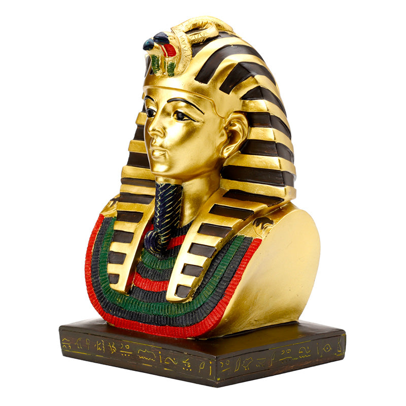 Close-up of Decorative Gold Egyptian Tutankhamen Bust