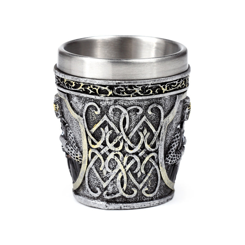 Medieval Black Knight Decorative Shot Glass - Displayed on Shelf