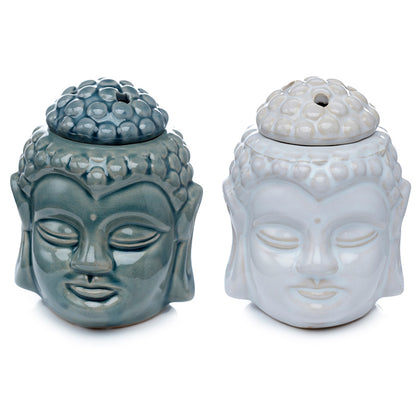 Ceramic Buddha Head Oil Burner with crackle glaze