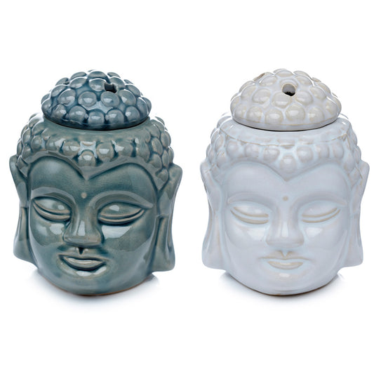Ceramic Buddha Head Oil Burner with crackle glaze