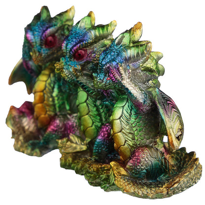 Close-up of Metallic Rainbow Dragon Figurine