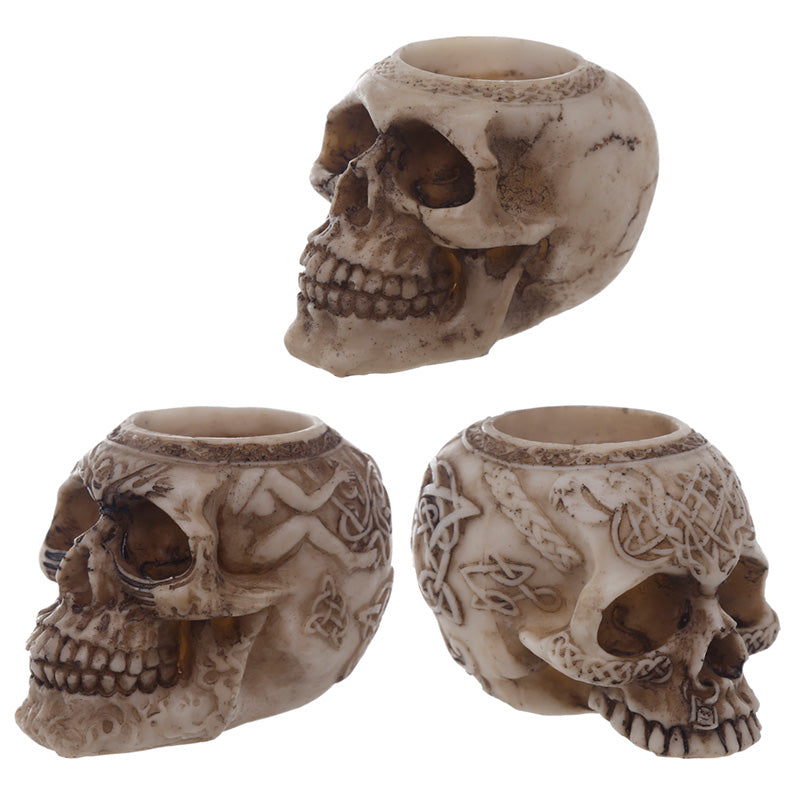 Gothic Skull Tea Light Candle Holder in resin