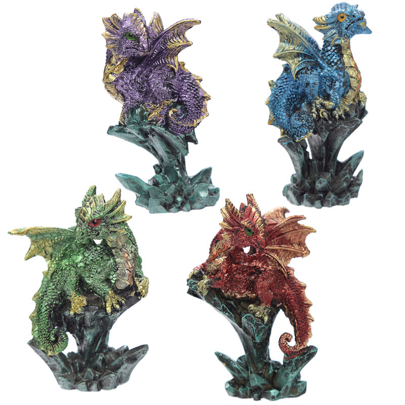 Rock Crystal Enchanted Nightmare Dragon Figurine front view