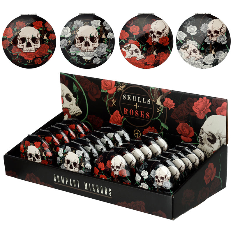 Elegant Skulls and Roses Compact Mirror