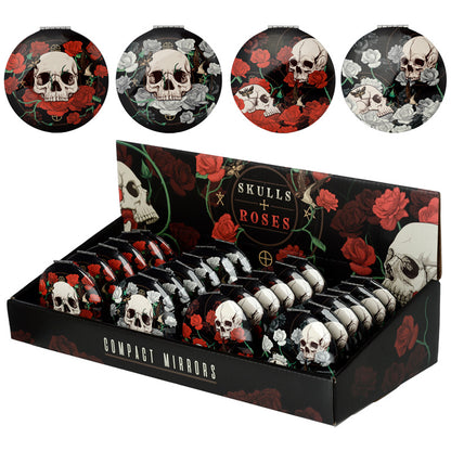Elegant Skulls and Roses Compact Mirror