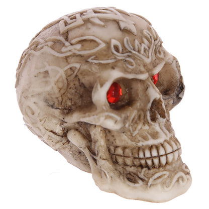 Mini Gothic Skull Decoration with Gem Eyes side view