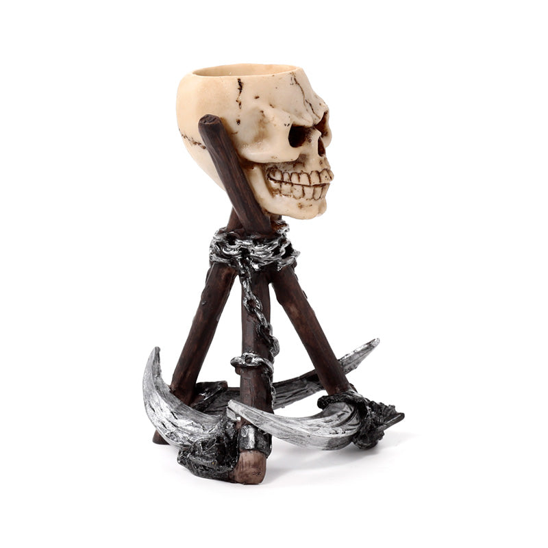 Resin skull head tea light holder with dramatic design
