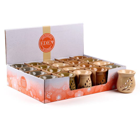 Ceramic Crackled Glaze Leaf Cut Out Oil Burner - Front View