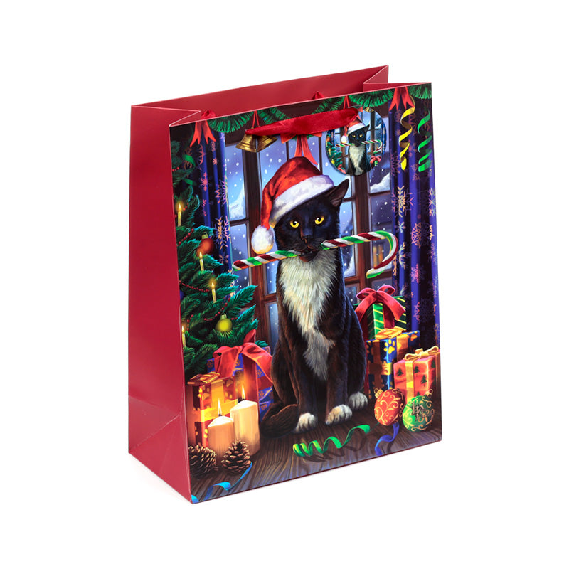 Large Christmas Gift Bag featuring Lisa Parker's Krampus Cat design