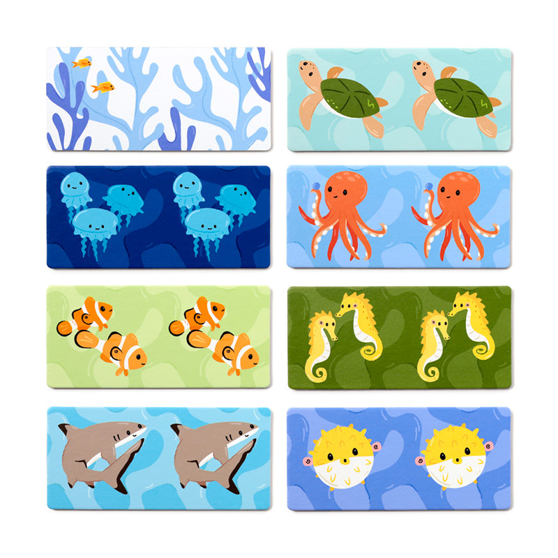 Children playing with the Mariniverse Kids Dominoes Set