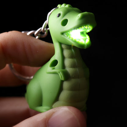 RAWR Dinosaur LED Keyring on display