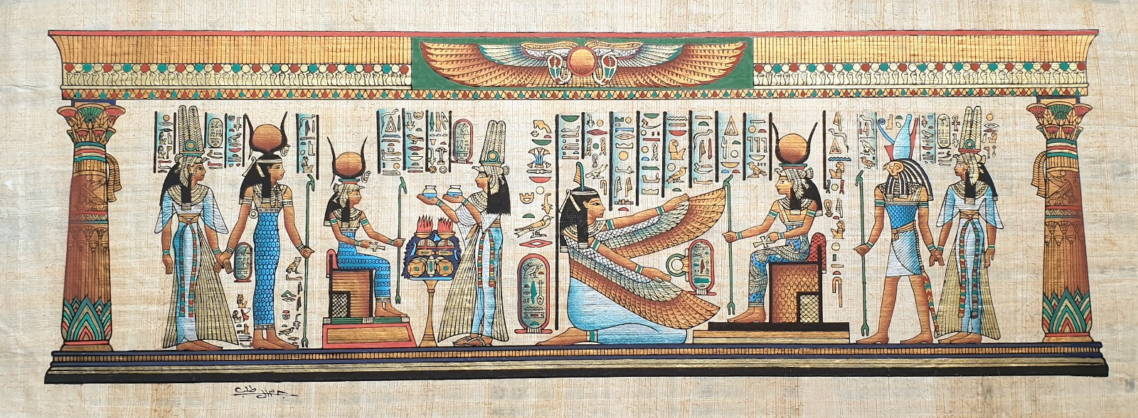 Egyptian Papyrus Painting depicting the goddess Isis