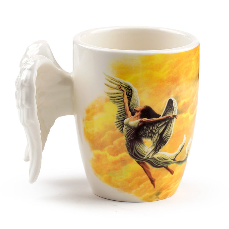 Decorative Ceramic Mug with Angel Wings Motif