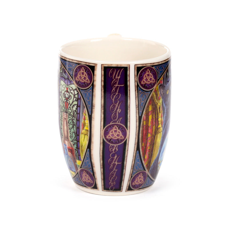 Lisa Parker The Witch's Apprentice Cat Mug with decorative background