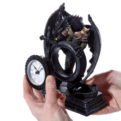 Gothic Armoured Dragon Mantle Clock in home decor setting