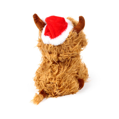 Christmas Highland Coo Plush Door Stop - Seasonal Decor