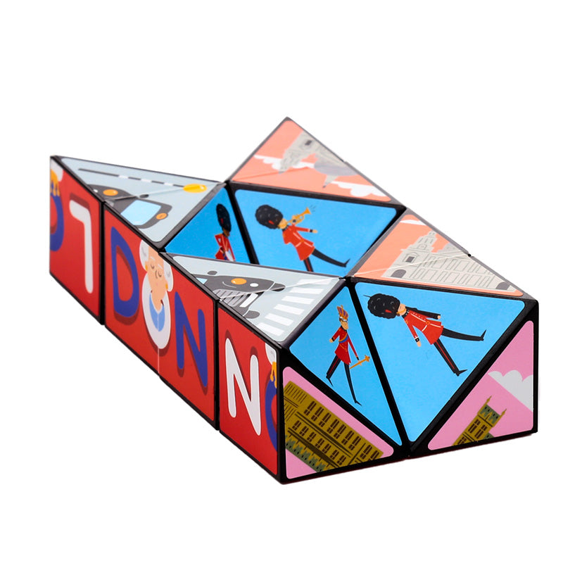 London-themed Puzzle Cube Toy on display