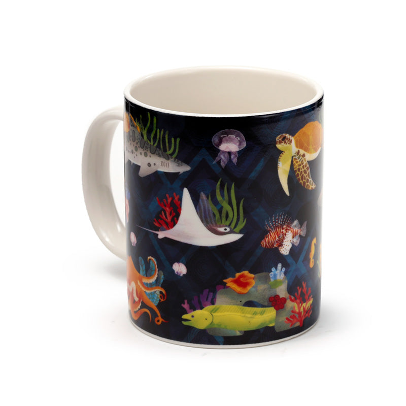 Marine Kingdom Porcelain Mug in a kitchen setting