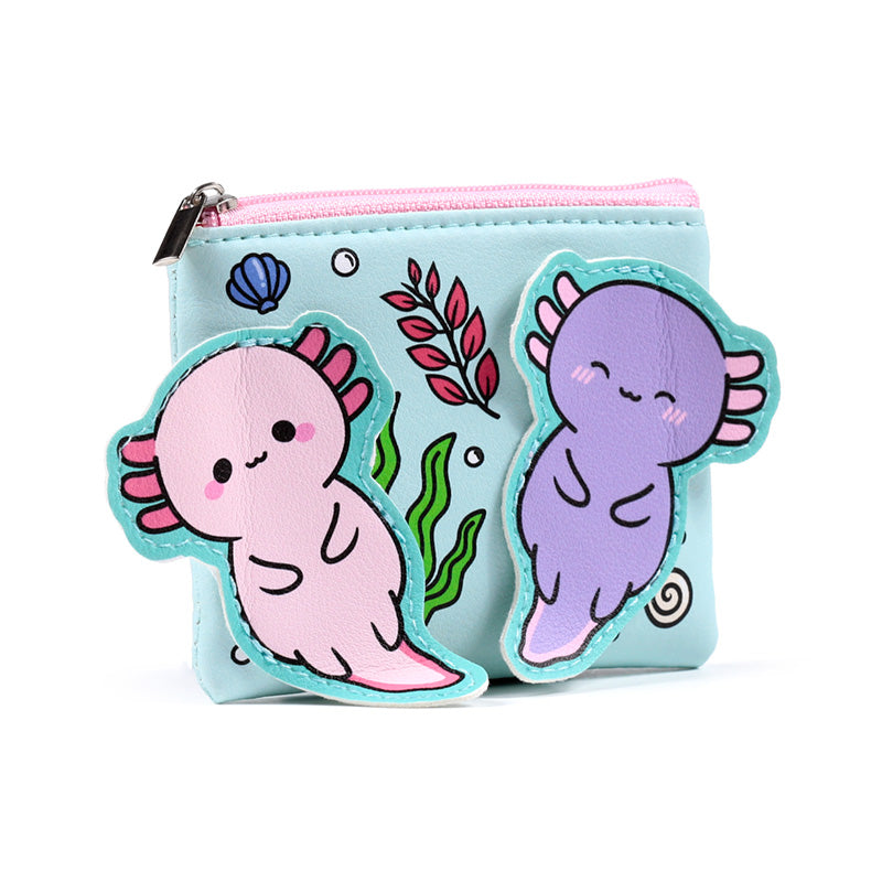 Shaped Change Purse - Adoramals Maddie the Axolotl side view