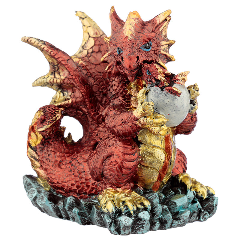 Close-up of Mother and Hatching Baby Elements Dragon Figurine