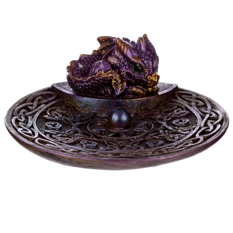 Whimsical Baby Dragon Incense Burner with Celtic Design