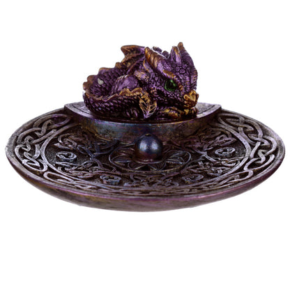 Whimsical Baby Dragon Incense Burner with Celtic Design