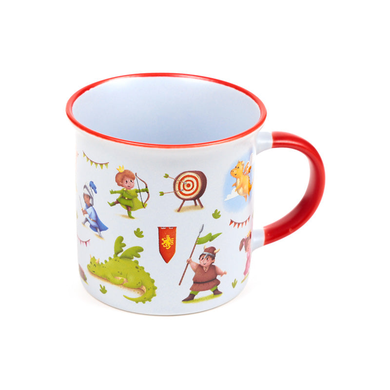 Porcelain Fine Rimmed Mug featuring Knights and Dragons design
