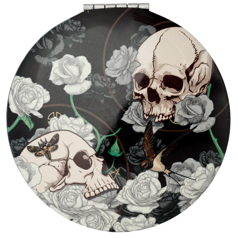 Detailed Design of Skulls and Roses Compact Mirror